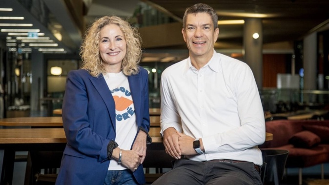 Stuff chief executive Sinead Boucher and Trade Me chief executive Anders Skoe.