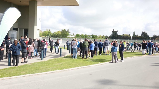 Staff gathered in Timaru as Alliance Group confirmed the closure of its Smithfield meat processing plant. Photo / Ben Tomsett