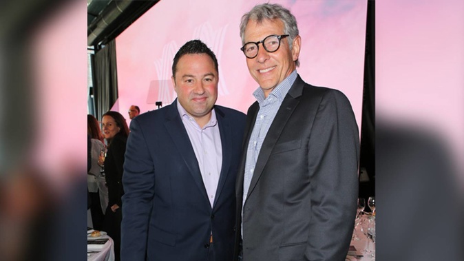 Mediaworks chairman Jack Matthews (R) pictured in 2016 with AM Show host Duncan Garner. (Photo / Norrie Montgomery)