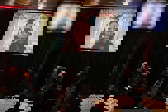 Prime Minister Jacinda Ardern spoke to today's Business NZ gathering via Zoom. (Photo / Michael Craig)