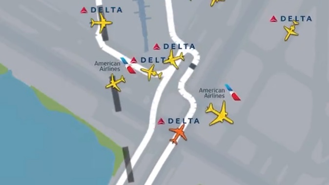 The Delta flight ccame within hundreds of metres of the American Airlines plane. Photo / Flightaware