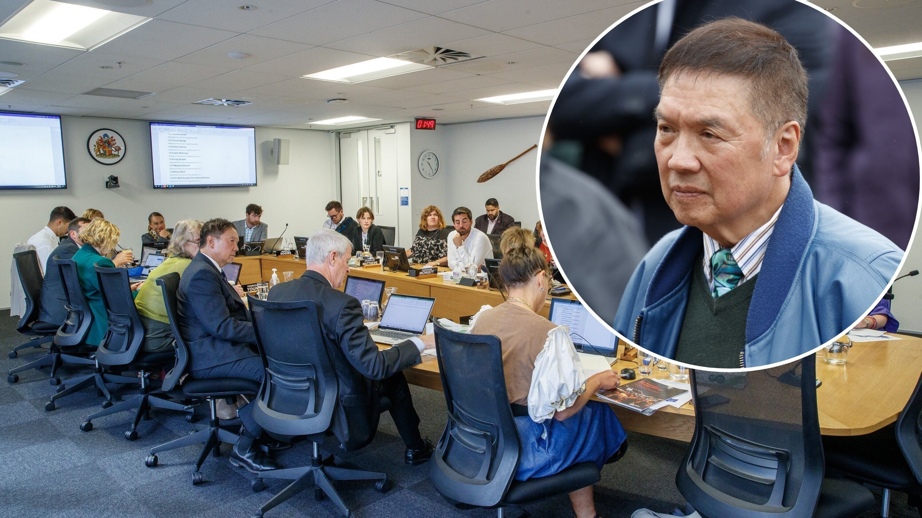 Rather than debating a cycleway in his ward, mayoral candidate Ray Chung was with donors for his campaign launch at the Wellington Club. Photo / Mark Mitchell