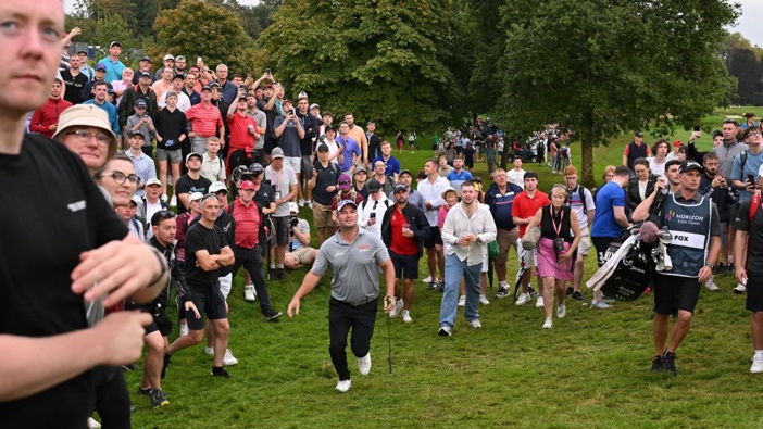 Ryan Fox hits his third shot on the 17th hole during Day Four of the Horizon Irish Open at The K Club. (Photo / Getty)