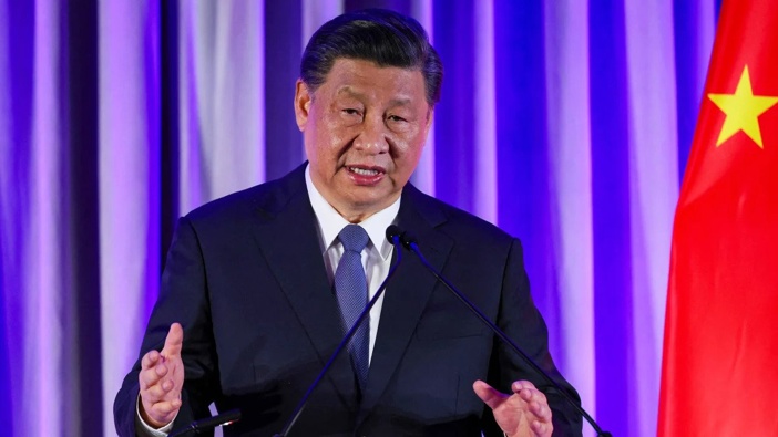 China's leader Xi Jinping speaks at a dinner event held by the National Committee on US-China Relations and the US-China Business Council on the sidelines of the APEC summit in San Francisco on November 15, 2023. Carlos Barria/Pool/Reuters