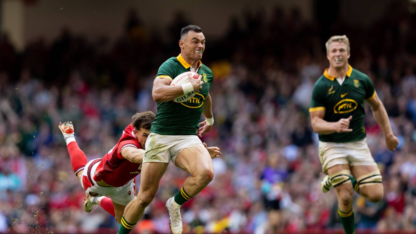 Jesse Kriel of South Africa runs with the ball during the Summer International match between Wales and South Africa. Photo / Getty Images.