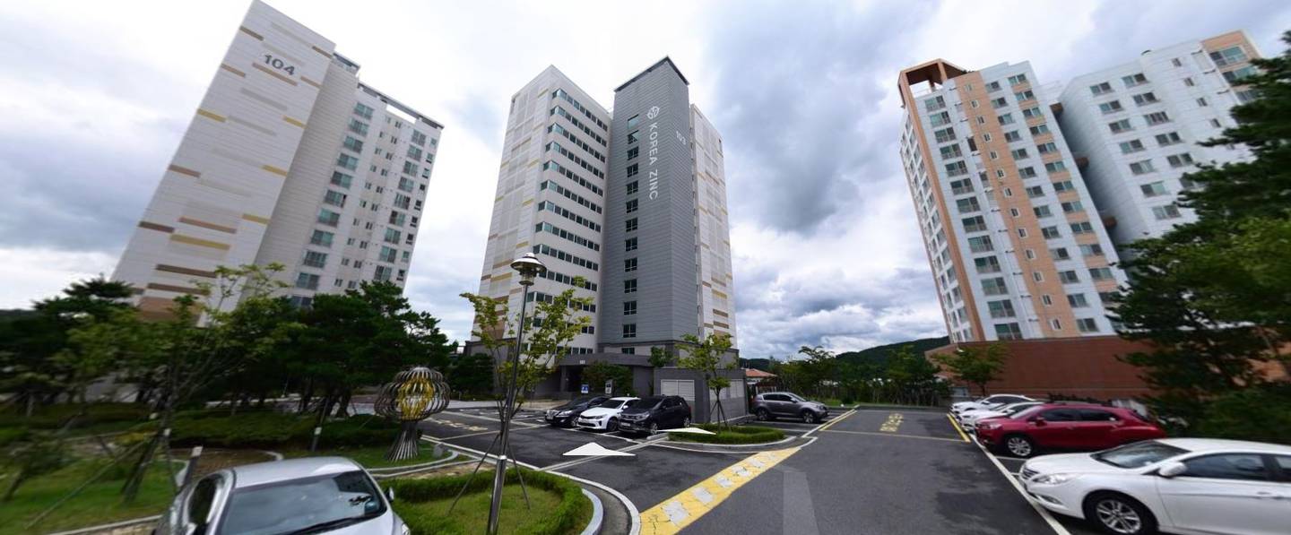 A grouping of identical 15-storey buildings in the town of Onsan-eup within the South Korean port city of Ulsan where the woman charged with murder over the death of two children was living.