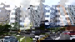 A grouping of identical 15-storey buildings in the town of Onsan-eup within the South Korean port city of Ulsan where the woman charged with murder over the death of two children was living.