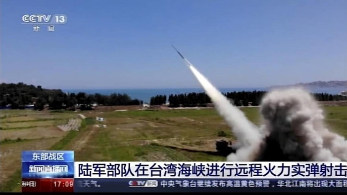 In this image taken from video footage run by China's CCTV, a projectile is launched from an unspecified location in China. Photo / AP