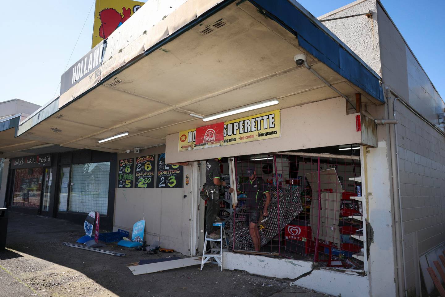 Holland Superette in Hamilton was hit by thieves in an early morning ram raid. Photo / Mike Scott