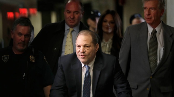 Harvey Weinstein in 2020, arriving at a Manhattan courthouse for jury deliberations in his rape trial in New York. (Photo / AP)