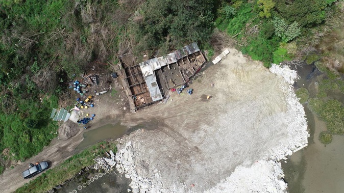 Tauranga man Tio Faulkner dumped around 1500 cubic metres of material into the harbour in an attempt to extend his property. Photo / Supplied