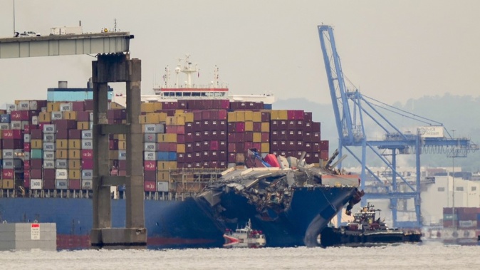 Tugboats escort the cargo ship Dali after it was refloated in Baltimore, Monday, May 20, 2024. Photo / AP