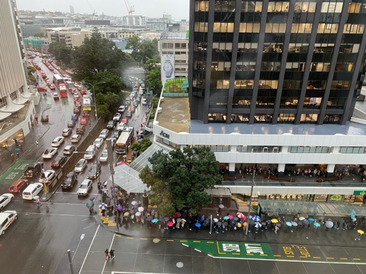 Auckland emptied out as people in the CBD sought to get home early. Photo  Padraig Brown