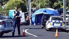 The scene on Hillary St near where a man was found dead yesterday morning. Photo / Peter McIntosh/Otago Daily Times