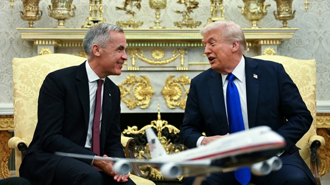 US President Donald Trump meets with Canadian Prime Minister Mark Carney in the Oval Office of the White House in Washington, DC. Photo / Jim Watson, AFP