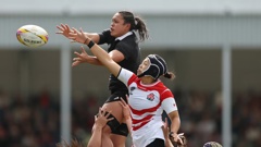 Layla Sae of New Zealand and Yuna Sato of Japan contest a lineout. Photo / Getty Images