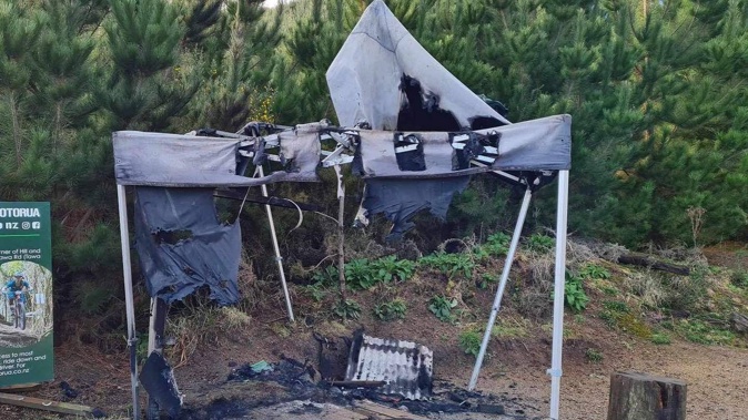 Alleged arson and vandalism in Whakarewarea Forest. Photo / Supplied
