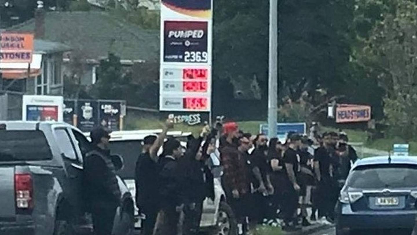 A member of the public said this possibly gang-related gathering today seemed a flagrant breach of alert level rules. (Photo / Supplied)