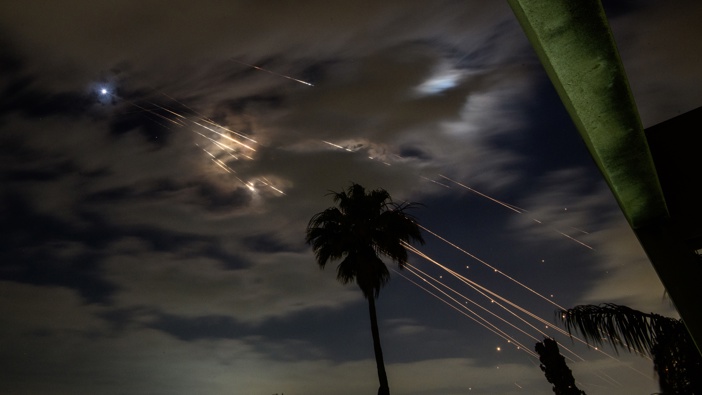 Iranian ballistic missiles are being intercepted by Israeli air defence. (Photo by Matan Golan/SOPA Images/LightRocket via Getty Images)