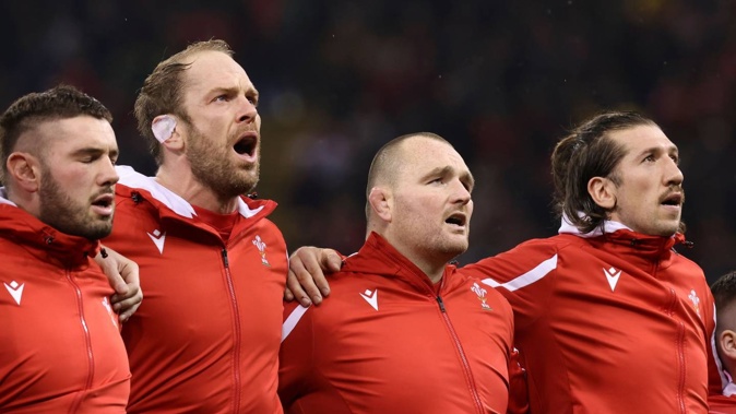 Alun Wyn Jones (second from left) and Justin Tipuric (far right) have both quit test rugby only months out from the World Cup in France. Photo / Getty Images