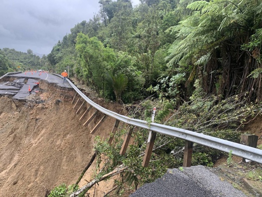 State Highway 25A collapsed after it was badly damaged during Cyclone Gabrielle, Photo / File