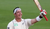 Jesse Ryder celebrates his maiden test match century in 2009. Photosport
