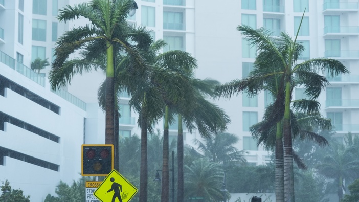 A general view as Hurricane Milton bears down on the Gulf Coast in Sarasota, Florida, United States on October 9, 2024. Residents of Sarasota brace for severe weather and potential evacuations. (Photo by Lokman Vural Elibol/Anadolu via Getty Images)
