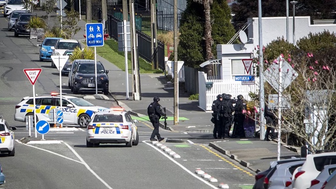 Police at the scene of a hostage situation in Nelson on Monday. A 56-year-old man has appeared in court on multiple charges including kidnapping. Photo/Tim Cuff