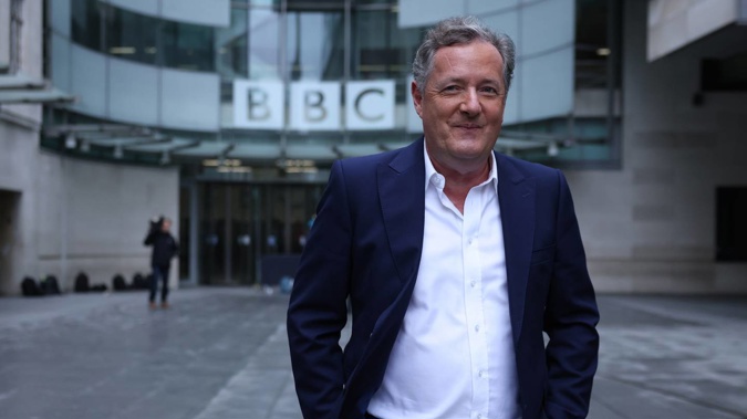 Piers Morgan leaving the BBC Broadcast House. Photo / AP
