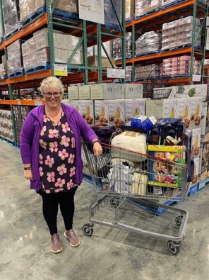 Riverton resident Marina Seager with a trolley full of goods at Costco New Zealand store this morning. Photo / Supplied