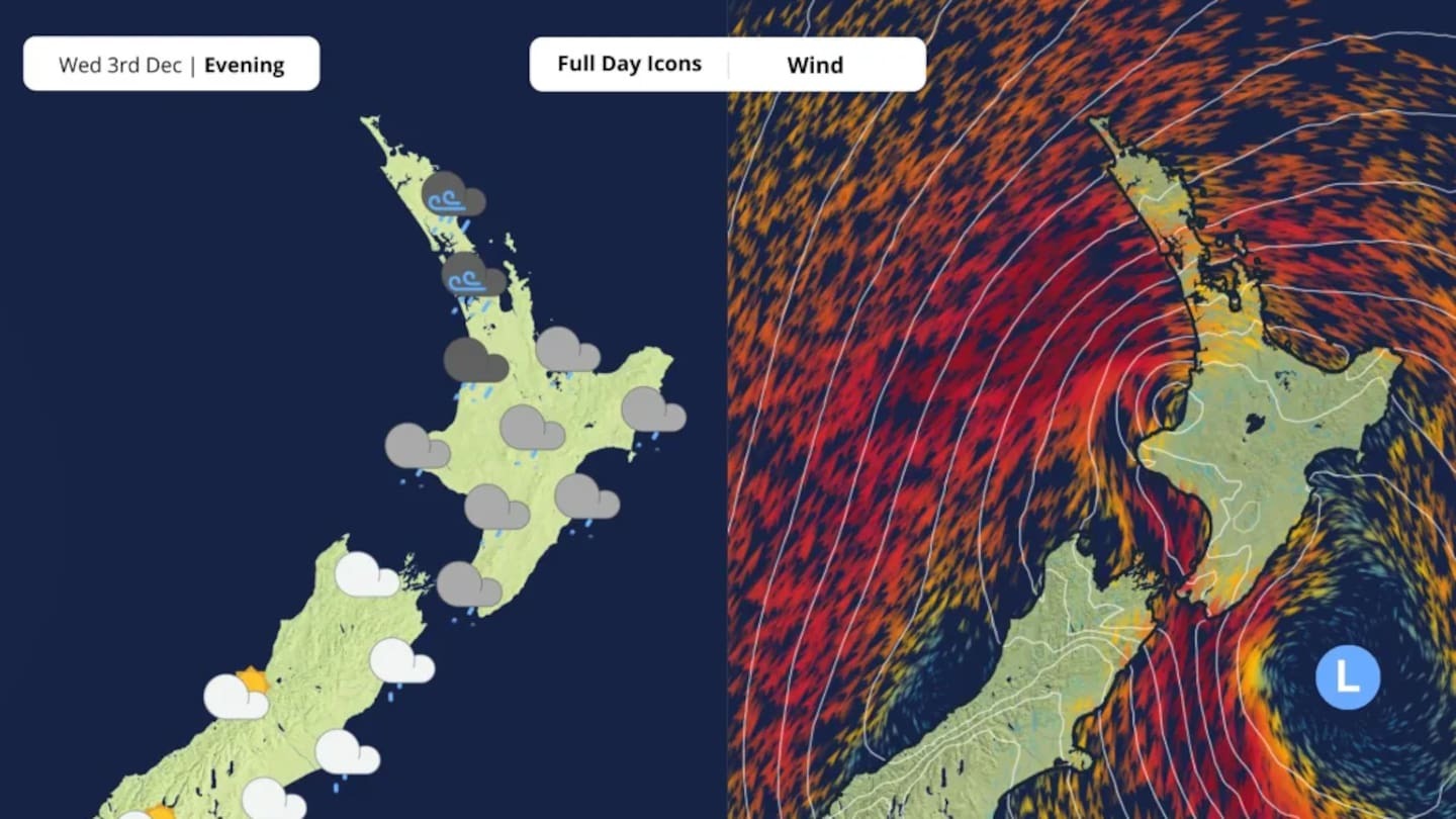 MetService forecast for Wednesday, December 3. Image / MetService