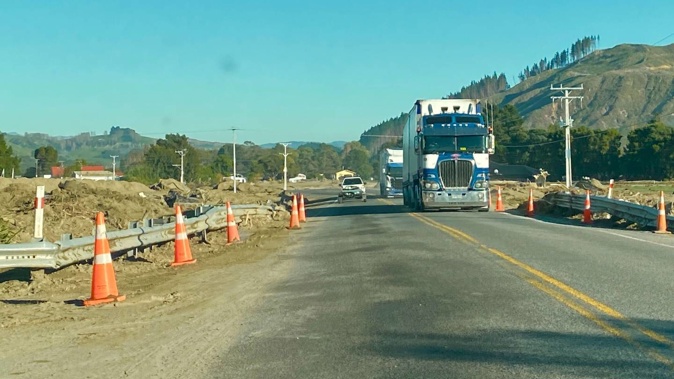 Vehicles on the reopened SH5 Napier to Taupo Rd this week, near Napier. Photo / Warren Buckland