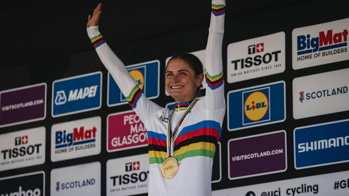 Sammie Maxwell took gold in cross-country at the UCI Mountain Bike World Championships last month. / Cameron Mackenzie