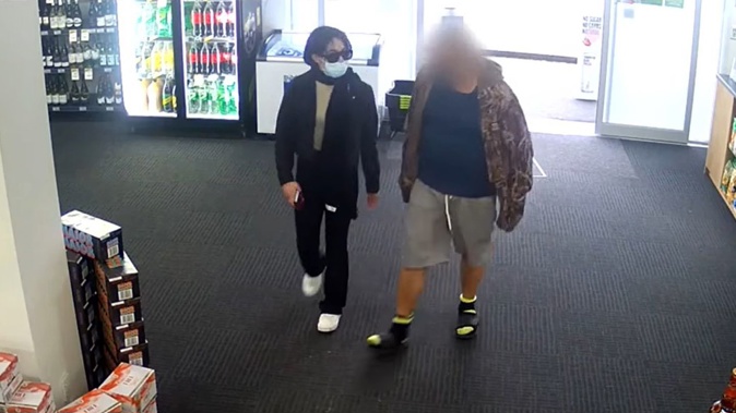 Breanna Muriwai was captured with a male associate on the CCTV of a Palmerston North liquor store. Photo / NZ Police