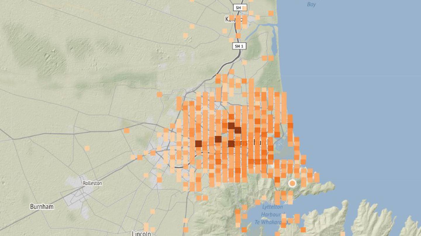 A magnitude 3.3 earthquake rumbled through Christchurch at lunchtime. Photo / GeoNet