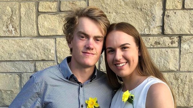 Mitchell Kay pictured with his girlfriend 16-year-old Grace Hill, who died in the crash alongside his parents Jeremy and Tania Kay. (Photo / Supplied)