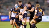 Charlie Cale of the Brumbies in action during the round six Super Rugby match between ACT Brumbies and Chiefs at GIO Stadium, on March 20, 2026, in Canberra, Australia. (Photo by Mark Nolan/Getty Images)