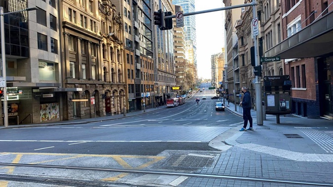 Empty streets in central Sydney on July 5. (Photo / Anne Gibson)