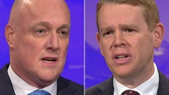 National leader Christopher Luxon and Labour leader Chris Hipkins face off in another leaders' debate. Photo / TVNZ
