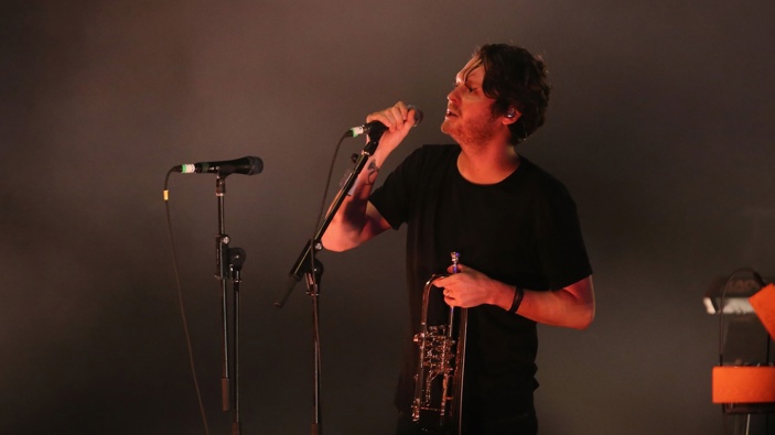 Zach Condon of Beirut performs at a benefit concert at Celebrate Brooklyn! at Prospect Park Bandshell on August 2, 2016 in New York City. (Photo by Al Pereira/WireImage)