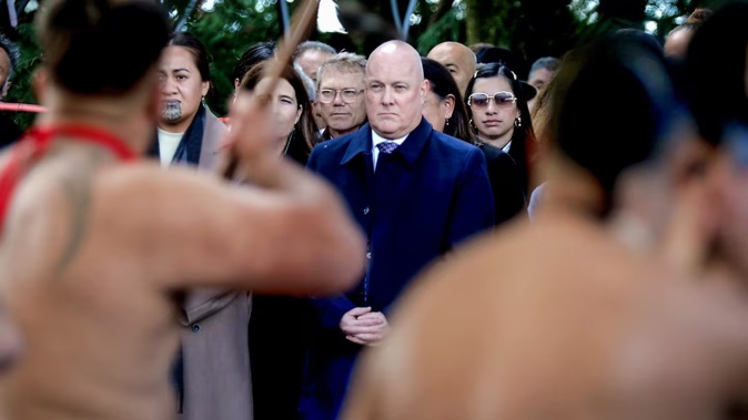 Prime Minister Christopher Luxon at Tūrangawaewae Marae for Koroneihana celebrations for the coronation of Kiingi Tuuheitia. Photo / RNZ