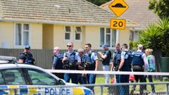 Police at the scene in Maraenui, Napier. Photo / Paul Taylor