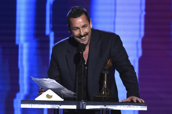 Adam Sandler accepts the award for best male lead for "Uncut Gems" at the 35th Film Independent Spirit Awards on Feb. 8, 2020, in Santa Monica, Calif. Sandler will be honored by a host of comedic and entertainment royalty Sunday, March 19, 2023, as he receives the Kennedy Center's Mark Twain Prize for American Humor. Photo / AP