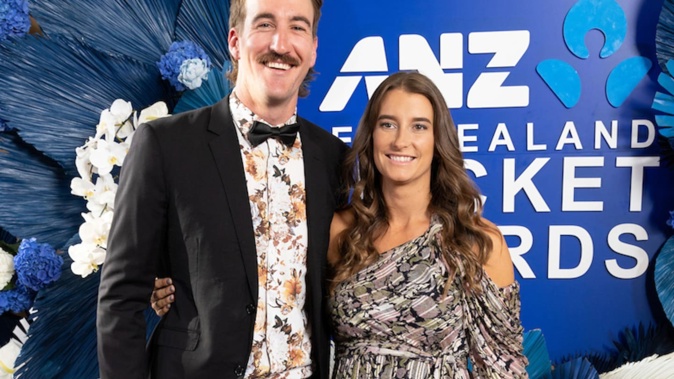 Blair and Sarah Tickner at the 2023 New Zealand Cricket Awards. Photo / Photosport