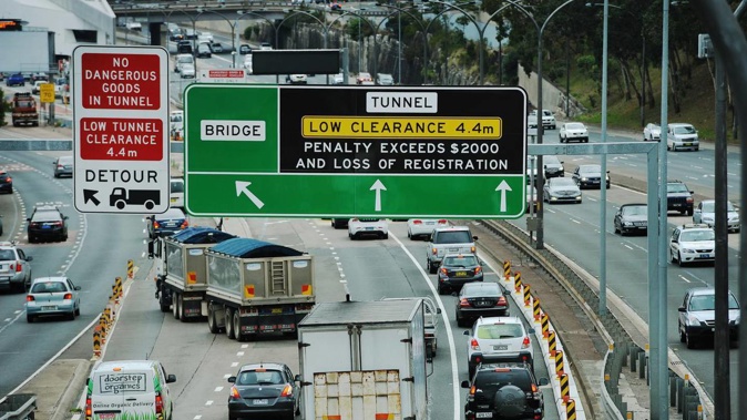 The Northern Entrance to the Sydney Harbour Tunnel southbound lanes which has tolls. Photo / news.com.au