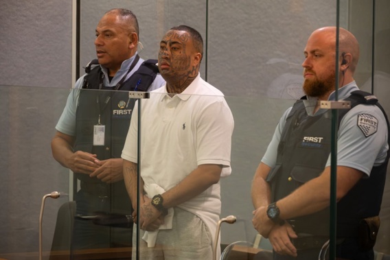 Killer Beez member Haupapa Snowy Paul at his sentencing in the High Court at Auckland. Photo / Jason Dorday