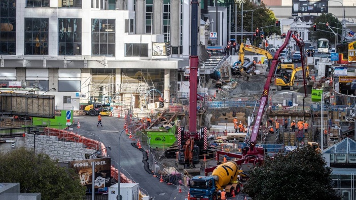 Construction work on the City Rail Link in Auckland's central city. Photo / Michael Craig