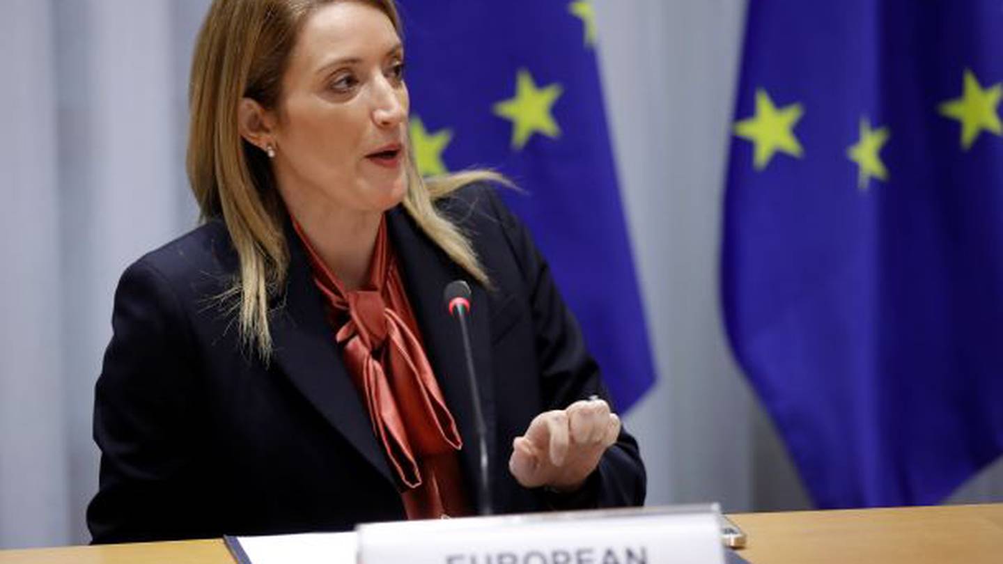 European Parliament president Roberta Metsola. The parliament is amid a corruption scandal, and all work relating to Qatar has been put on hold while an investigation takes place. Photo / AP