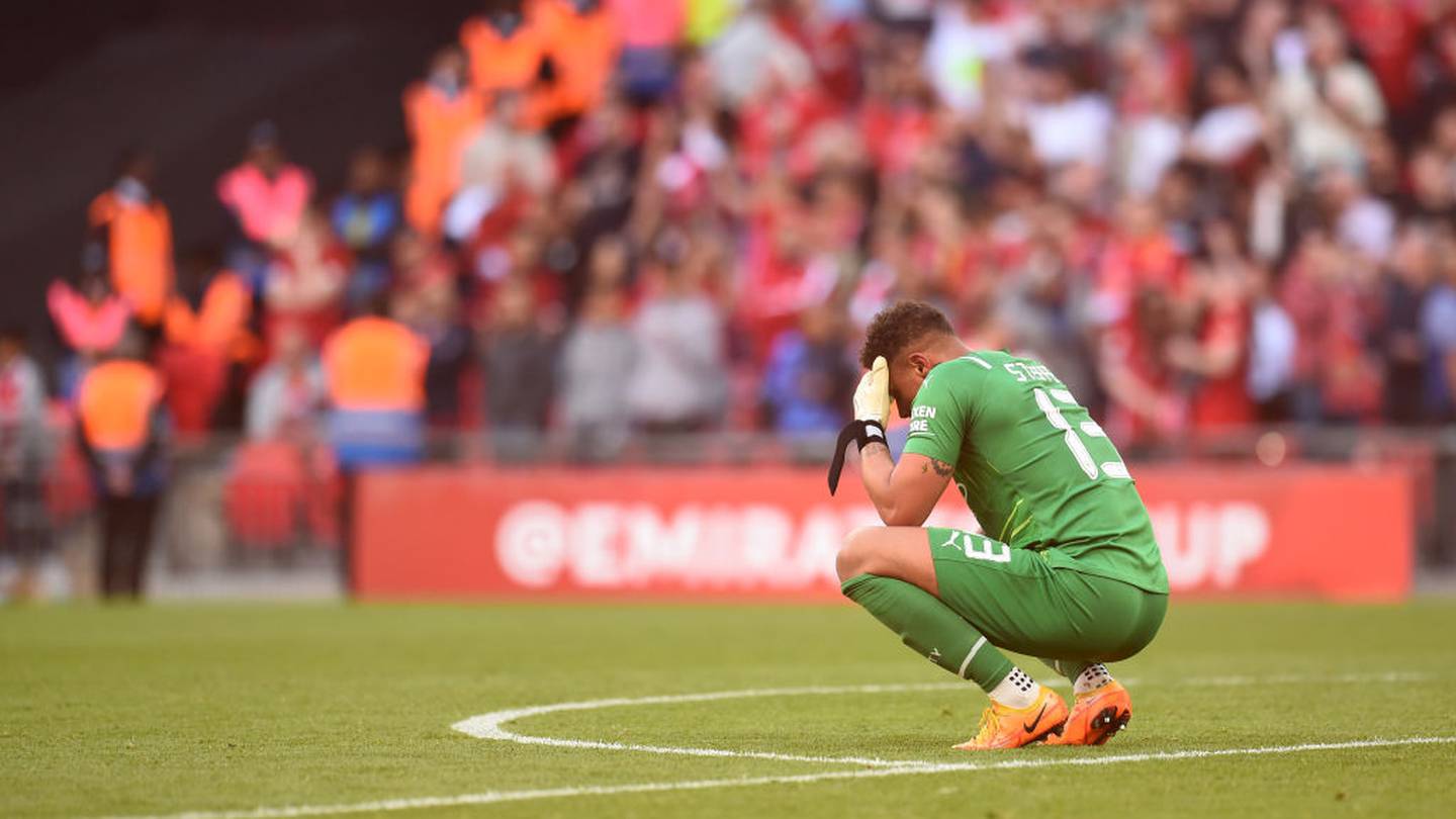Zack Steffen of Manchester City at the end of the FA Cup semifinal defeat to Liverpool. Photo / Getty