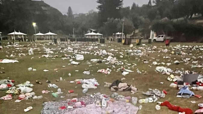 The mess left on Bronte Beach after a backpackers' Christmas party. Photo / Twitter